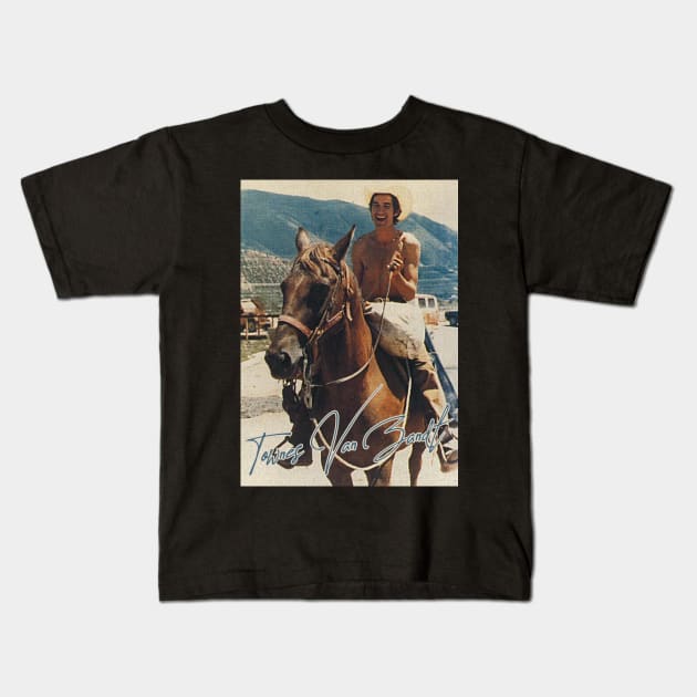 Townes Van Zandt - Retro On Horse Fan Art Kids T-Shirt by darklordpug